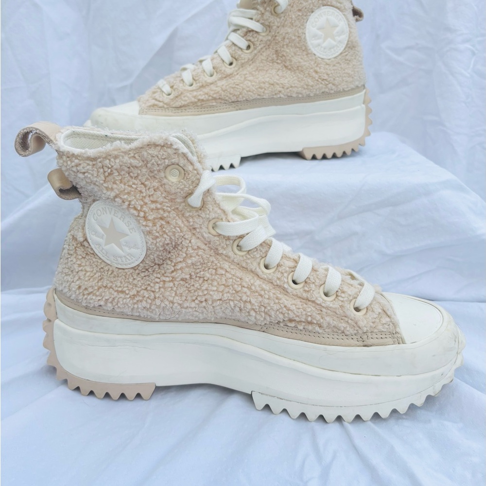 Converse Women's Cream Shearling High-Top Run/Hike Sneakers